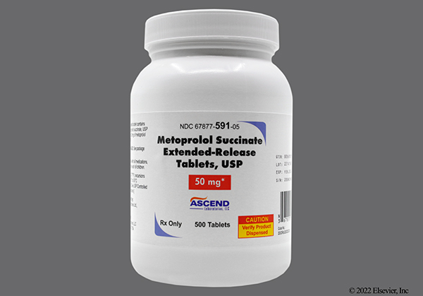 Metoprolol Succinate 50 mg Extended-Release Tablets Bottle 500 Tablets, USP Compare to Toprol XL® Ascend Lab by Ascend Laboratories  ID 67877-0591-05